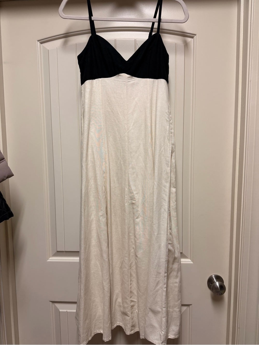 Japna Anthropologie Black and White Spaghetti-Strap Maxi Dress